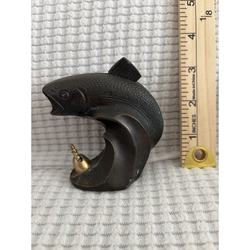 Vintage Heavy Brass Bass Fish Tabletop Statue & Bottle Opener - Picture 2 of 5